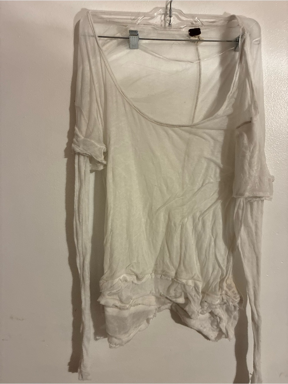 Free People We The Free White Long Sleeve Layering Thermal Top XS Boho